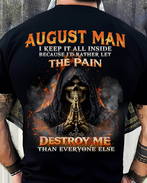 AUGUST MAN SKULL SHIRT – I KEEP IT ALL INSIDE DARK GOTHIC T-SHIRT - FOR MAN - TLEE08 (SKU2604-136-08)