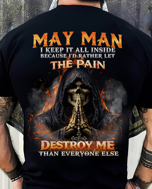 MAY MAN SKULL SHIRT – I KEEP IT ALL INSIDE DARK GOTHIC T-SHIRT - FOR MAN - TLEE05 (SKU2604-136-05)