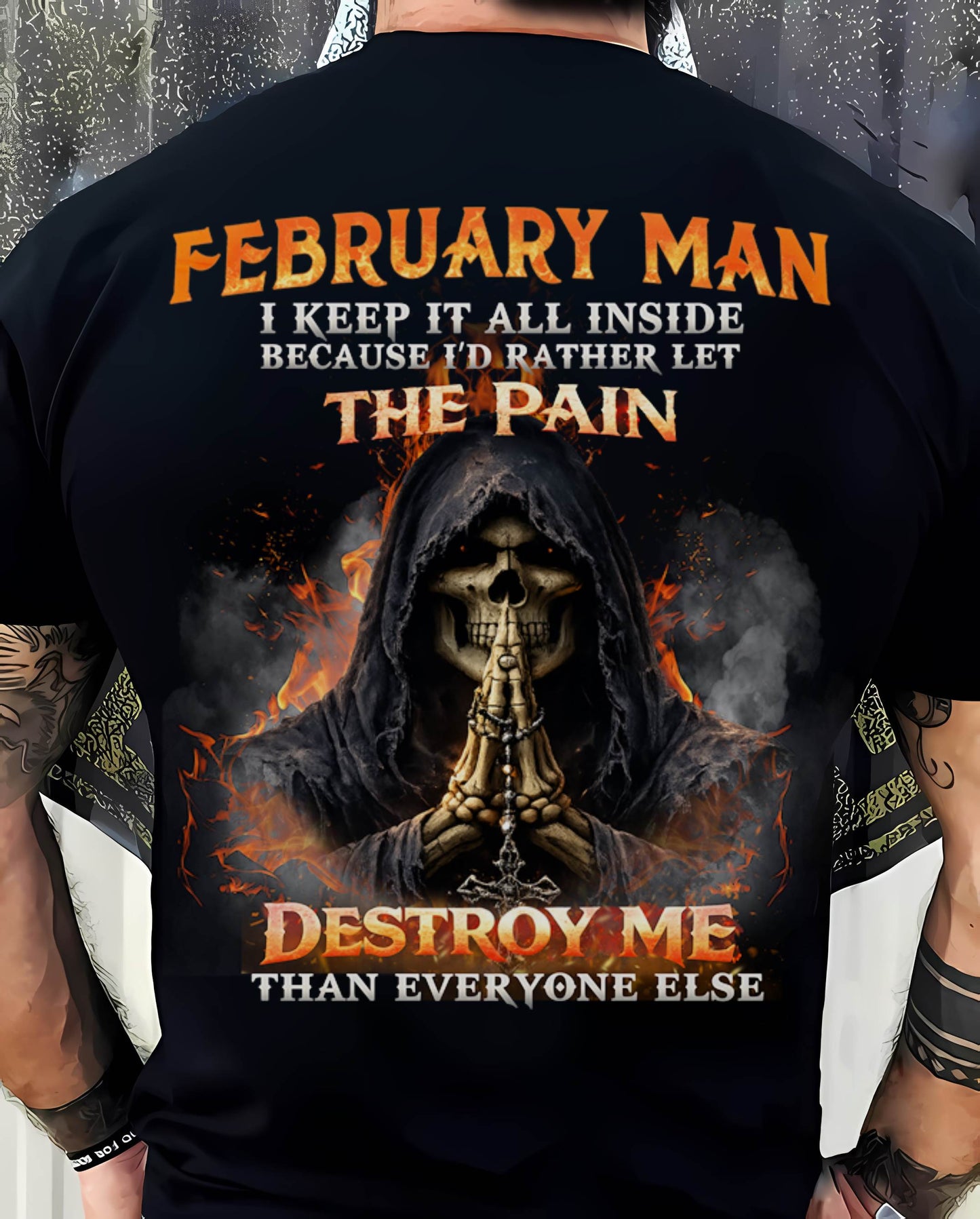 FEBRUARY MAN SKULL SHIRT – I KEEP IT ALL INSIDE DARK GOTHIC T-SHIRT - FOR MAN - TLEE02 (SKU2604-136-02)