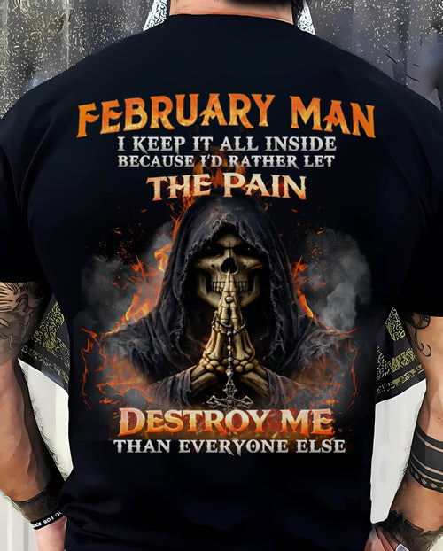 FEBRUARY MAN SKULL SHIRT – I KEEP IT ALL INSIDE DARK GOTHIC T-SHIRT - FOR MAN - TLEE02 (SKU2604-136-02)