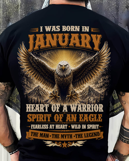 JANUARY BORN WARRIOR EAGLE SHIRT DESIGN - FOR MAN - TLEE01 (SKU2605-225-01)