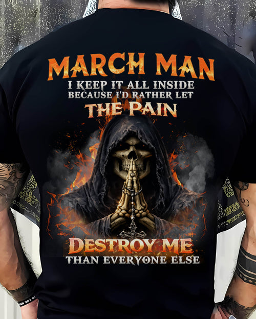 MARCH MAN SKULL SHIRT – I KEEP IT ALL INSIDE DARK GOTHIC T-SHIRT - FOR MAN - TLEE03 (SKU2604-136-03)