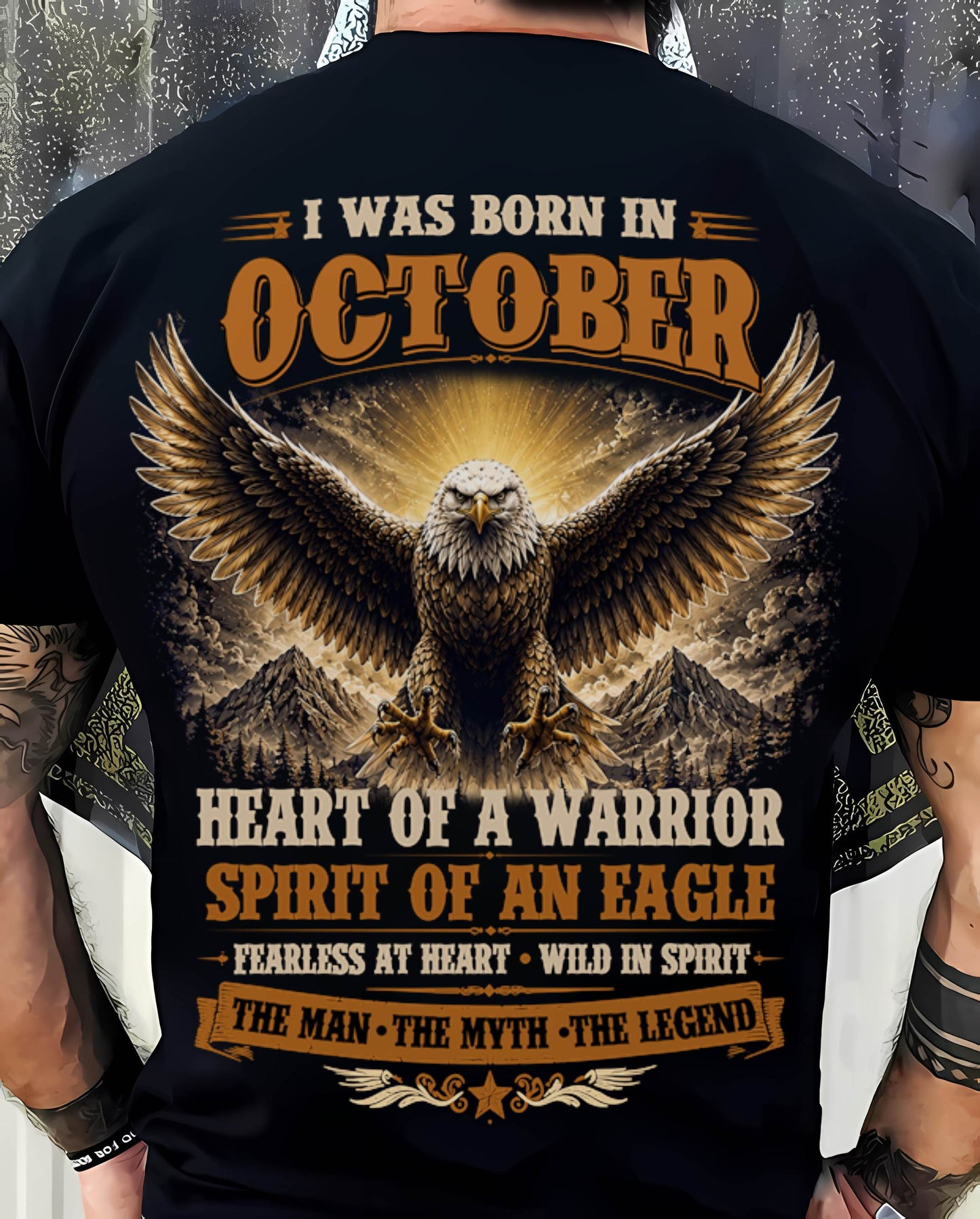 OCTOBER BORN WARRIOR EAGLE SHIRT DESIGN - FOR MAN - TLEE10 (SKU2605-225-10)
