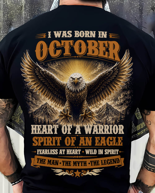 OCTOBER BORN WARRIOR EAGLE SHIRT DESIGN - FOR MAN - TLEE10 (SKU2605-225-10)
