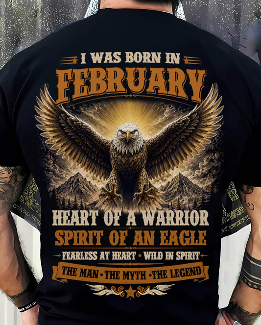FEBRUARY BORN WARRIOR EAGLE SHIRT DESIGN - FOR MAN - TLEE02 (SKU2605-225-02)