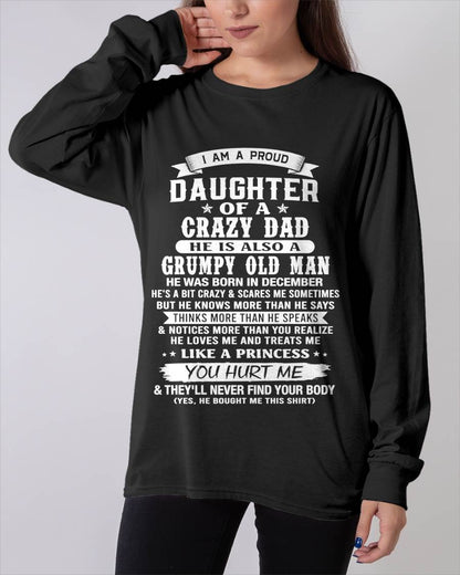 DECEMBER CRAZY DAD PROUD DAUGHTER SHIRT - FROM DAD - TLEE12 (SKU2607-221-12)