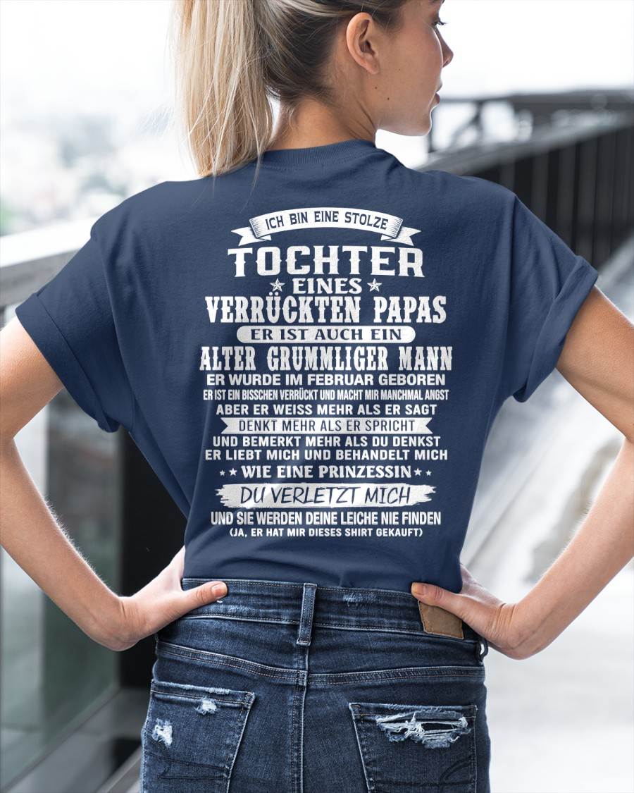 FEBRUAR / TOCHTER EINES VERRÜCKTEN PAPAS SHIRT - GESCHENK VOM PAPA  - TLEE02 (SKU2606-230-02)