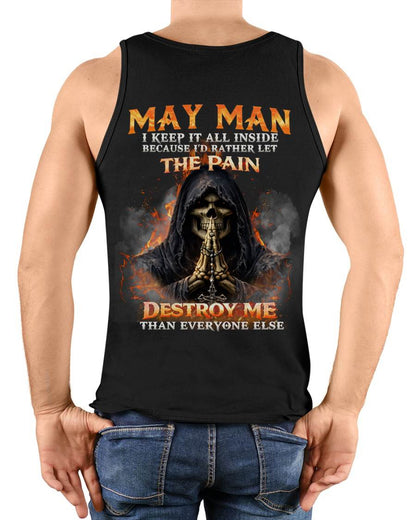 MAY MAN SKULL SHIRT – I KEEP IT ALL INSIDE DARK GOTHIC T-SHIRT - FOR MAN - TLEE05 (SKU2604-136-05)