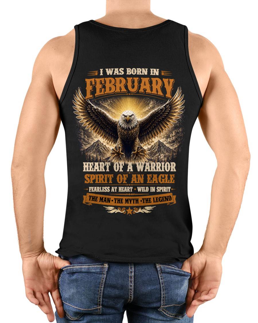 FEBRUARY BORN WARRIOR EAGLE SHIRT DESIGN - FOR MAN - TLEE02 (SKU2605-225-02)
