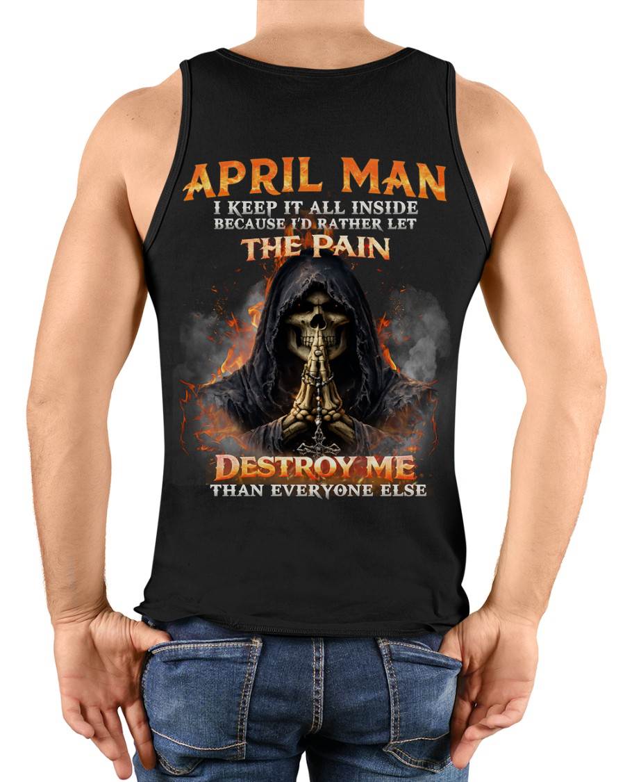 APRIL MAN SKULL SHIRT – I KEEP IT ALL INSIDE DARK GOTHIC T-SHIRT - FOR MAN - TLEE04 (SKU2604-136-04)