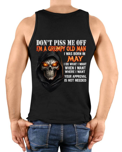 MAY BORN GRUMPY OLD MAN SKULL T-SHIRT – FUNNY ATTITUDE SHIRT - FOR MAN - TLEE05 (SKU2603-323-05)