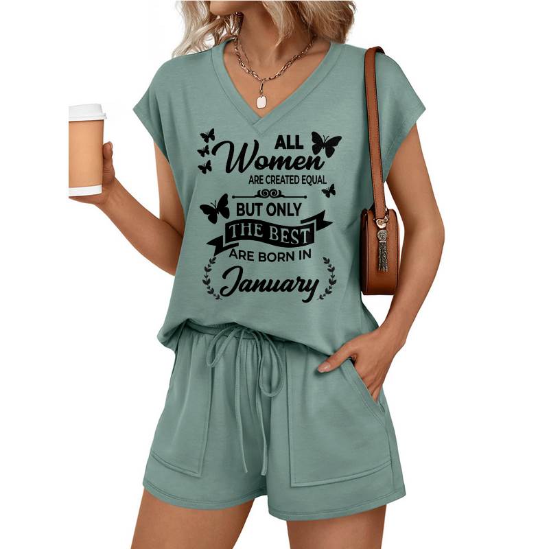 JANUARY - V-NECK SHORT SET W02 -  FOR WOMEN - TLEE01 (SKU2607-124-01)