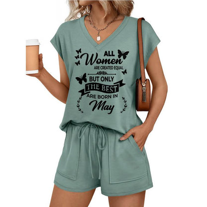 MAY - V-NECK SHORT SET W02 -  FOR WOMEN - TLEE05 (SKU2607-124-05)