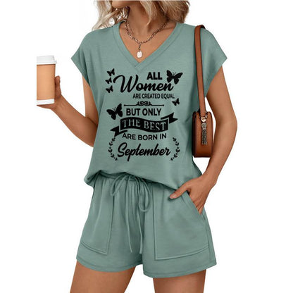 SEPTEMBER - V-NECK SHORT SET W02 -  FOR WOMEN - TLEE09 (SKU2607-124-09)