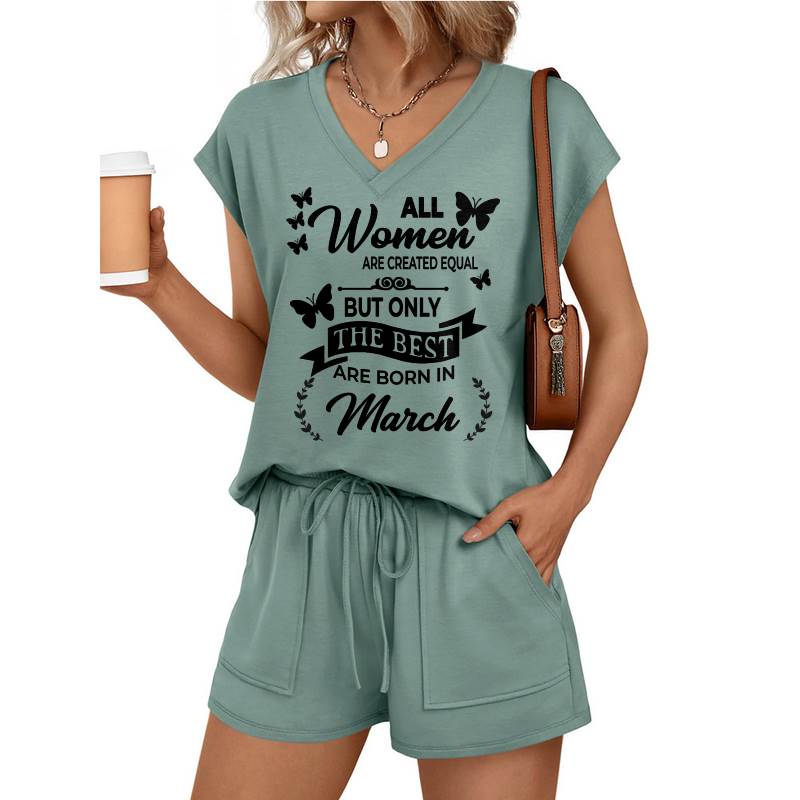 MARCH - V-NECK SHORT SET W02 -  FOR WOMEN - TLEE03 (SKU2607-124-03)