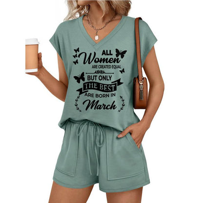 MARCH - V-NECK SHORT SET W02 -  FOR WOMEN - TLEE03 (SKU2607-124-03)