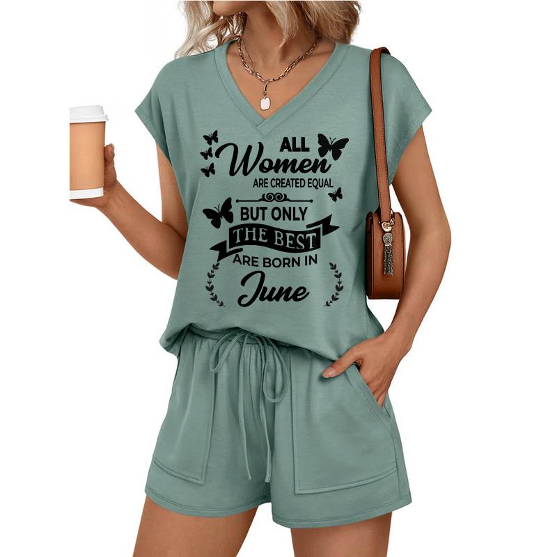 JUNE - V-NECK SHORT SET W02 -  FOR WOMEN - TLEE06 (SKU2607-124-06)