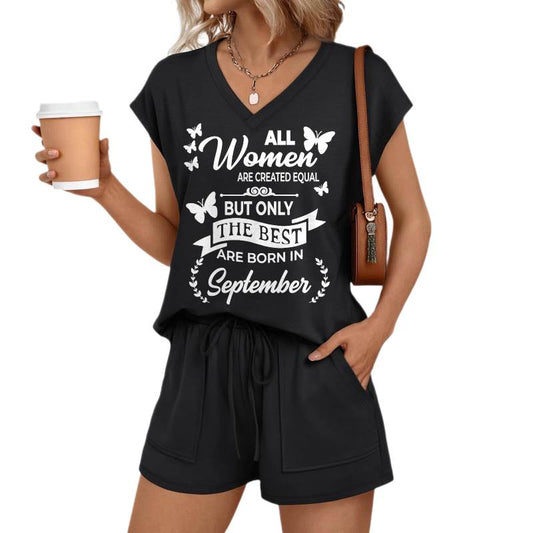 SEPTEMBER - V-NECK SHORT SET W02 -  FOR WOMEN - TLEE09 (SKU2607-125-09)