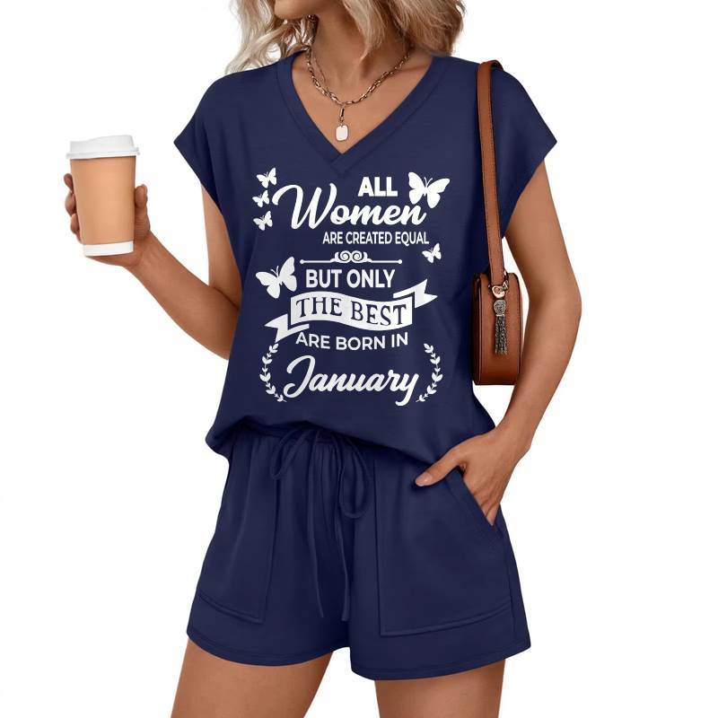 JANUARY - V-NECK SHORT SET W02 -  FOR WOMEN - TLEE01 (SKU2607-125-01)