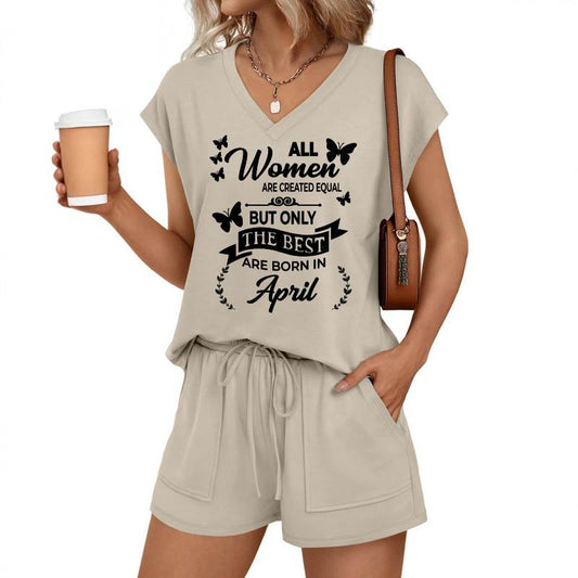 APRIL - V-NECK SHORT SET W02 -  FOR WOMEN - TLEE04 (SKU2607-124-04)
