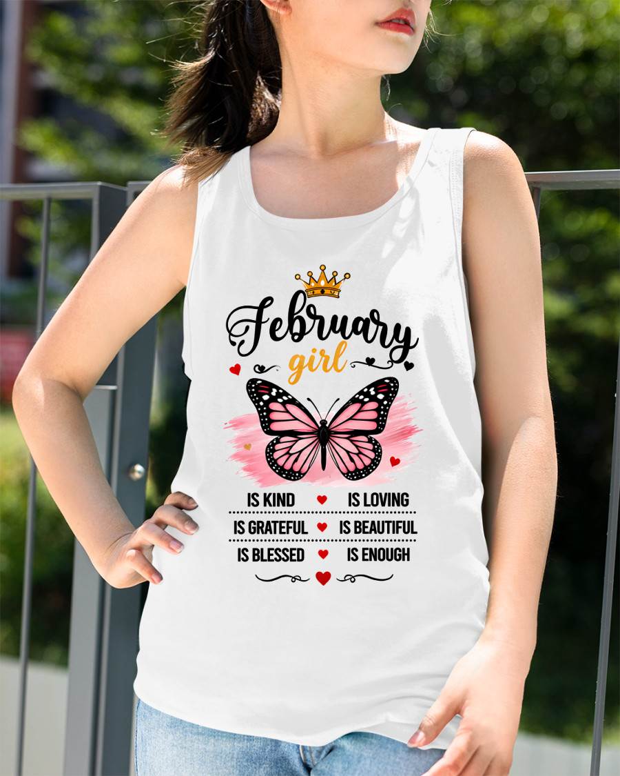 FEBRUARY GIRL BUTTERFLY SHIRT - FOR WOMEN - TLEE02 (SKU2608-593-02)