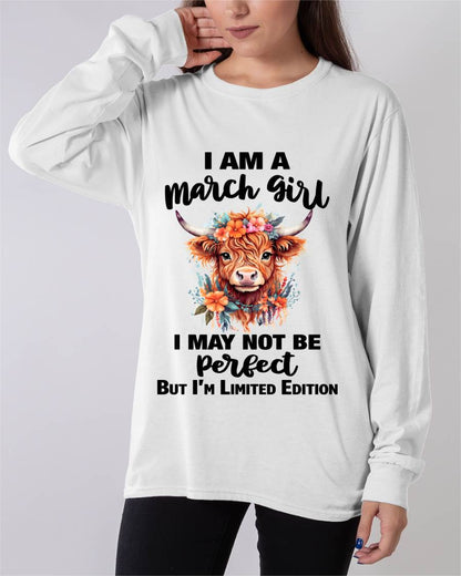 MARCH GIRL FLORAL HIGHLAND COW TEE - FOR WOMEN - TLEE03 (SKU2607-278-03)