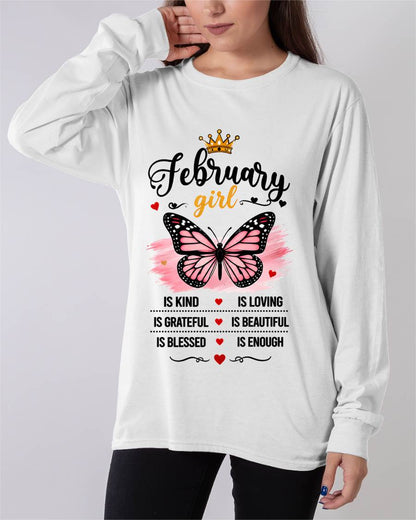 FEBRUARY GIRL BUTTERFLY SHIRT - FOR WOMEN - TLEE02 (SKU2608-593-02)