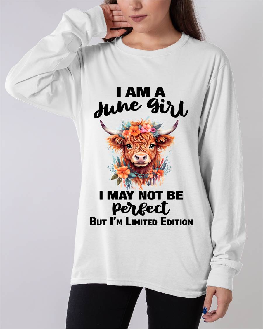 JUNE GIRL FLORAL HIGHLAND COW TEE - FOR WOMEN - TLEE06 (SKU2607-278-06)