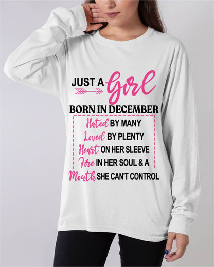 BORN IN DECEMBER – A GIRL WITH ATTITUDE, HEART, AND A MOUTH SHE CAN’T CONTROL - FOR WOMEN - TLEE12 (SKU2603-363-12)
