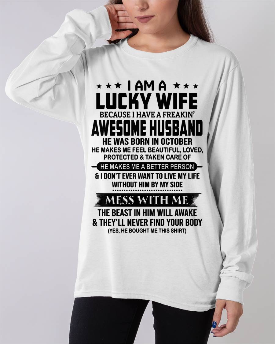 OCTOBER BORN HUSBAND'S LUCKY WIFE - FROM HUSBAND - TLEE10 (SKU2605-97-10)