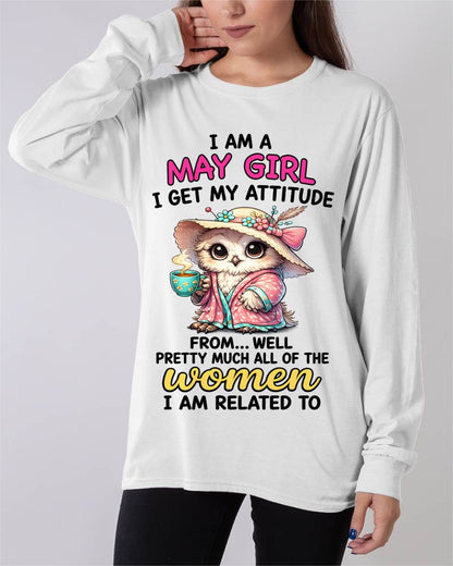 MAY GIRL – I GET MY ATTITUDE FROM MY FAMILY - FOR WOMEN - TLEE05 (SKU2604-294-05)