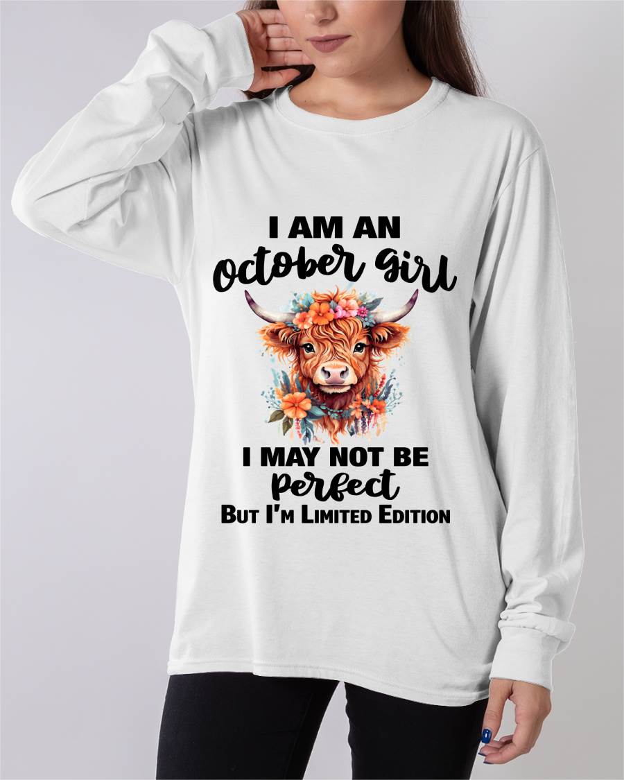 OCTOBER GIRL FLORAL HIGHLAND COW TEE - FOR WOMEN - TLEE10 (SKU2607-278-10)