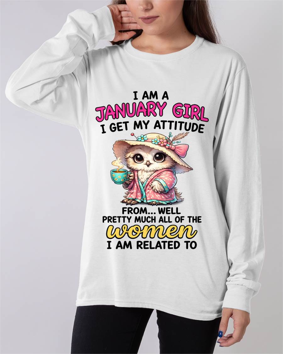 JANUARY GIRL – I GET MY ATTITUDE FROM MY FAMILY - FOR WOMEN - TLEE01 (SKU2604-294-01)