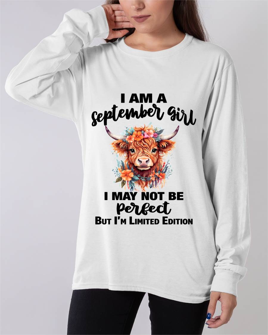 SEPTEMBER GIRL FLORAL HIGHLAND COW TEE - FOR WOMEN - TLEE09 (SKU2607-278-09)