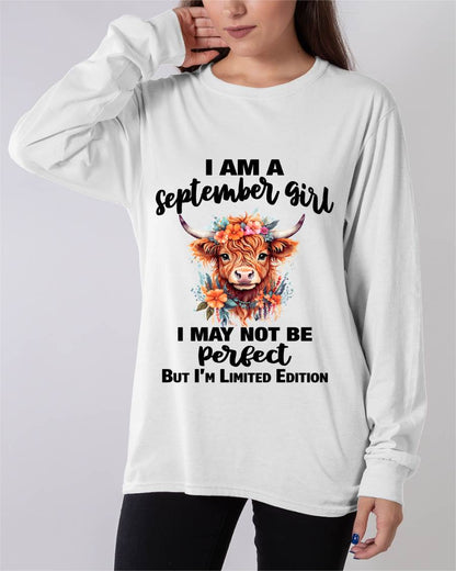 SEPTEMBER GIRL FLORAL HIGHLAND COW TEE - FOR WOMEN - TLEE09 (SKU2607-278-09)