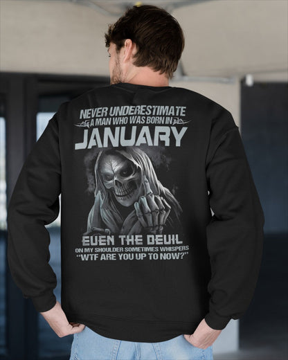 JANUARY - NEVER UNDERESTIUNDER A MAN - T-SHIRT FOR MAN - TLEE01 (SKU08-05-01)
