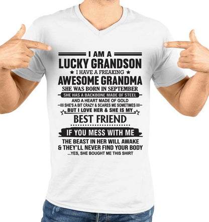 SEPTEMBER - I AM A LUCKY GRANDSON I HAVE A FREAKING AWESOME GRANDMA - FROM GRANDMA - TLEE09 (SKU2603-05-09)