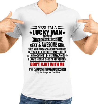 LUCKY MAN WITH AN AMAZING GIRLFRIEND TEE - FROM GF - TLEE00 (SKU2605-98-00)