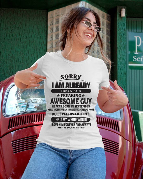 September - Sorry I Am Already Taken By A Freaking Awesome Guy - Gift From Husband - TLEE09 (SKU07-173-09)