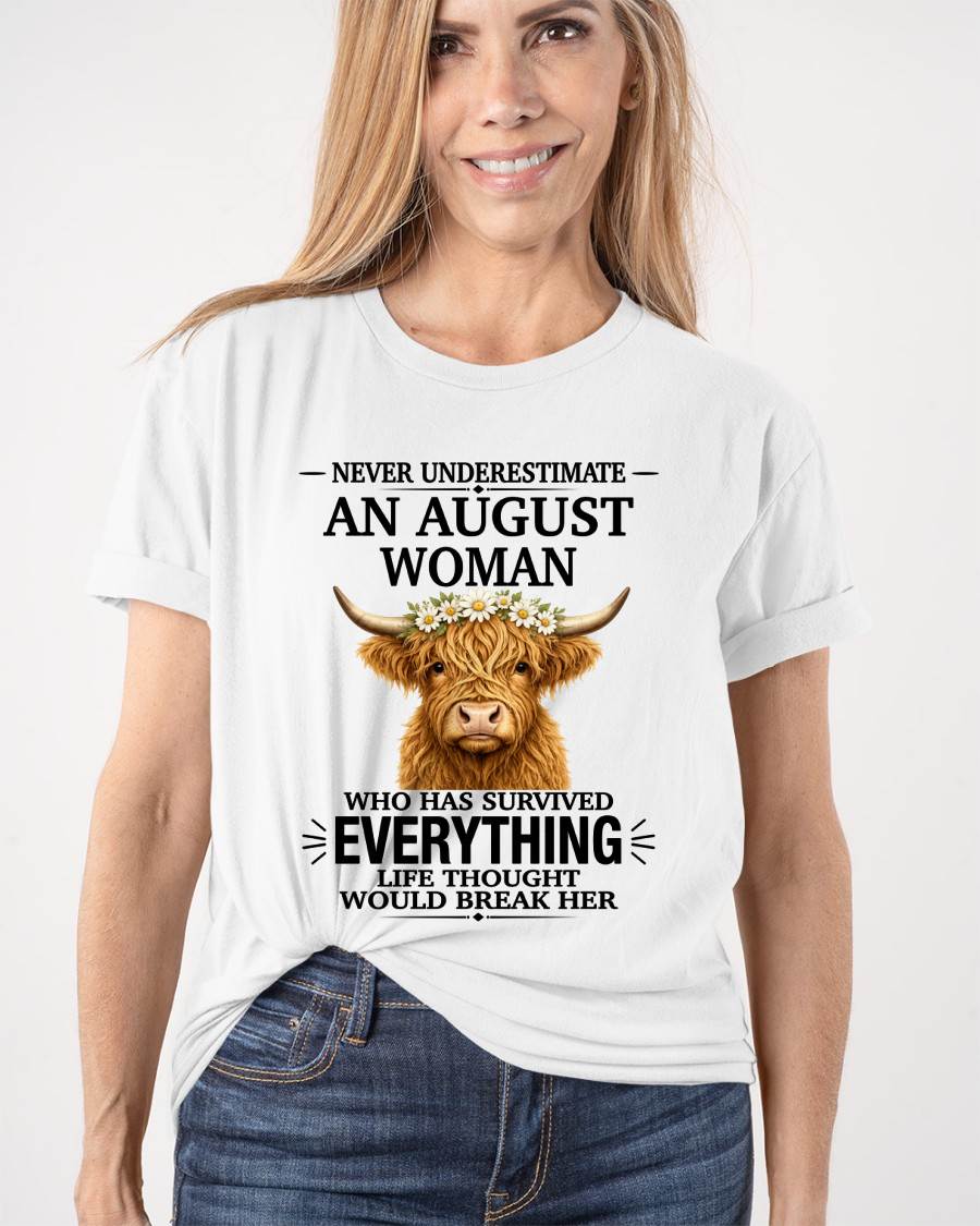 AUGUST WOMAN HIGHLAND COW SHIRT - FOR WOMEN - TLEE08 (SKU2606-158-08)