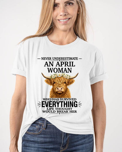 APRIL WOMAN HIGHLAND COW SHIRT - FOR WOMEN - TLEE04 (SKU2606-158-04)