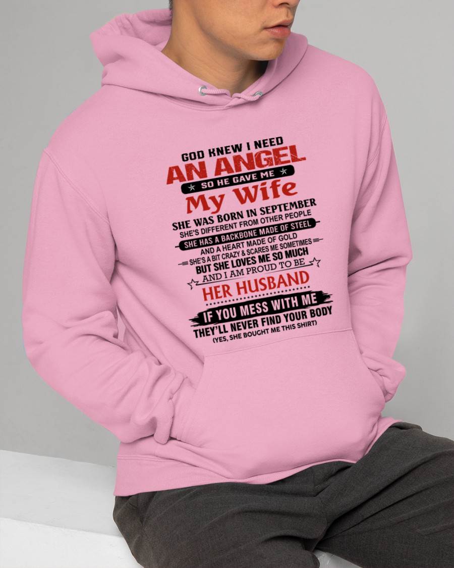 SEPTEMBER - WHEN I NEEDED AN ANGEL, GOD GAVE ME MY WIFE. PROUD TO BE HER HUSBAND - FROM WIFE - TLEE09 (SKU26T-01205-09)