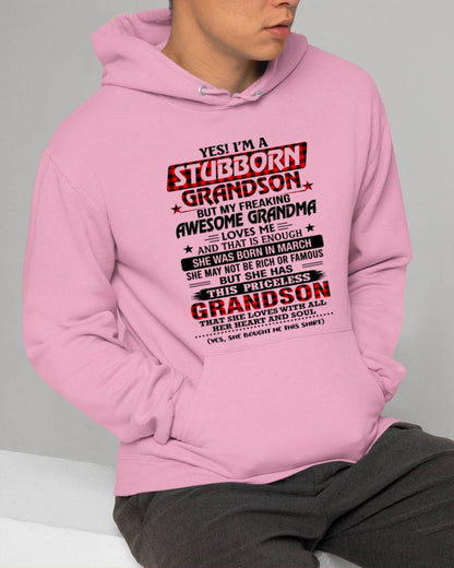 MARCH - STUBBORN GRANDSON GRANDMA SHIRT - FROM GRANDMA - TLEE03 (SKU2608-86-03)