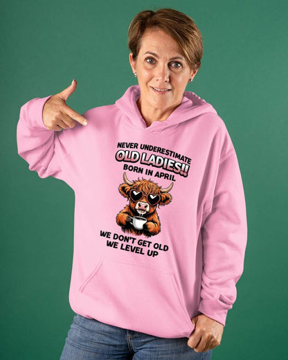 APRIL BORN WOMEN LEVEL UP, NEVER GROW OLD SHIRT - FOR WOMEN - TLEE04 (SKU2606-79-04)