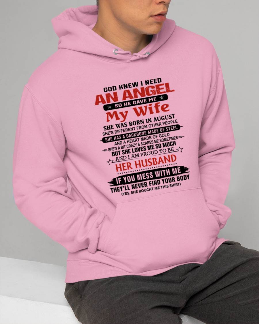 AUGUST - WHEN I NEEDED AN ANGEL, GOD GAVE ME MY WIFE. PROUD TO BE HER HUSBAND - FROM WIFE - TLEE08 (SKU26T-01205-08)