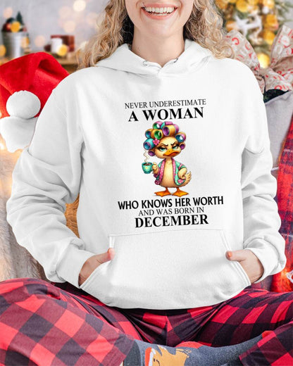 DECEMBER – NEVER UNDERESTIMATE A WOMAN WHO KNOWS HER WORTH - FOR WOMEN - TLEE12 (SKU2604-56-12)