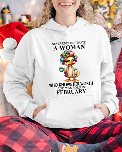 FEBRUARY – NEVER UNDERESTIMATE A WOMAN WHO KNOWS HER WORTH - FOR WOMEN - TLEE02 (SKU2604-56-02)