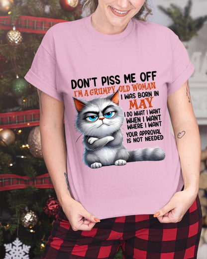 MAY GRUMPY OLD WOMAN CAT T-SHIRT – FUNNY ATTITUDE SHIRT - FOR WOMEN - TLEE05 (SKU2603-319-05)