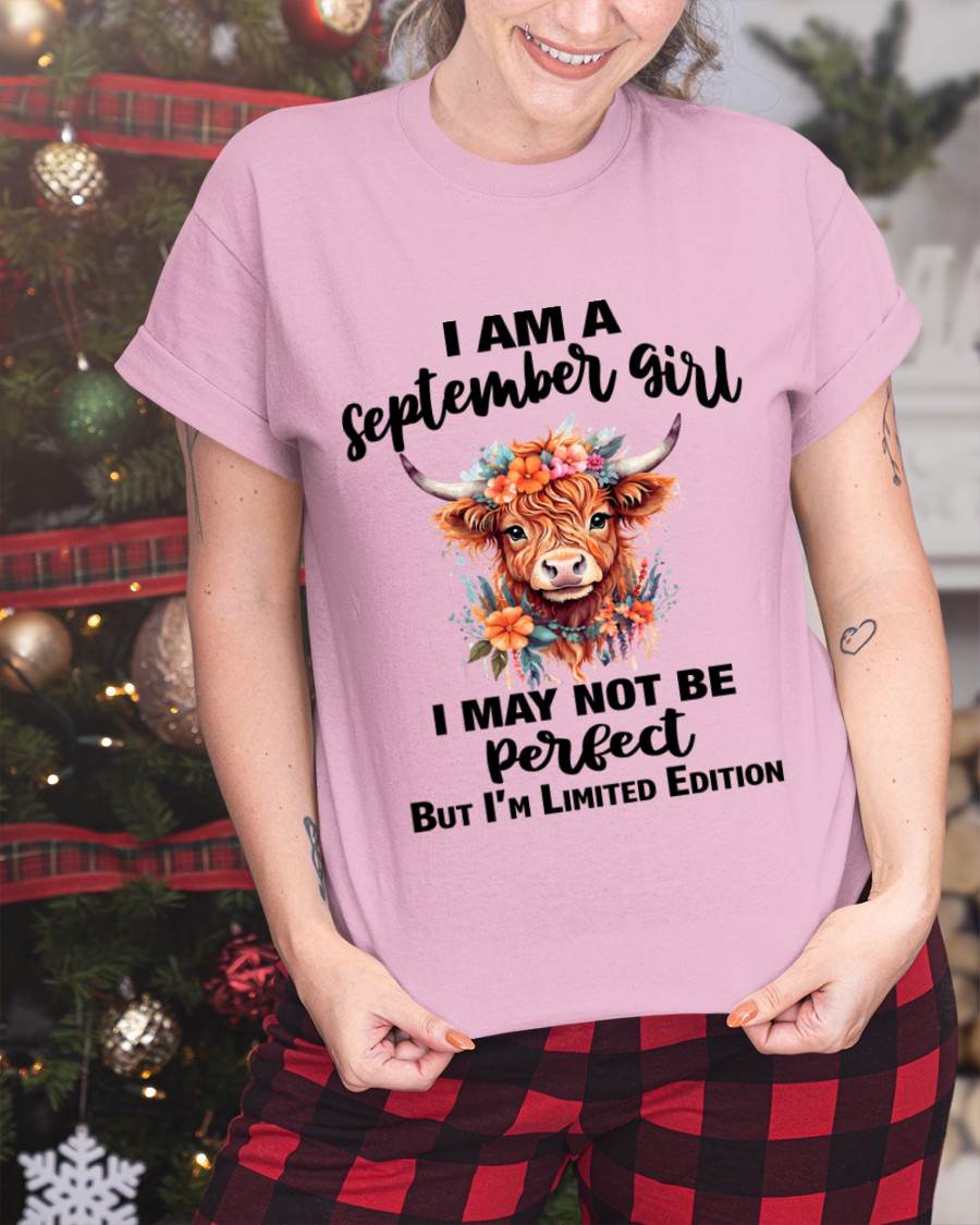 SEPTEMBER GIRL FLORAL HIGHLAND COW TEE - FOR WOMEN - TLEE09 (SKU2607-278-09)