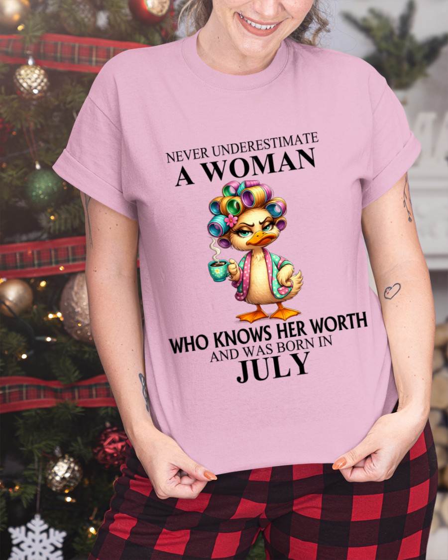 JULY – NEVER UNDERESTIMATE A WOMAN WHO KNOWS HER WORTH - FOR WOMEN - TLEE07 (SKU2604-56-07)